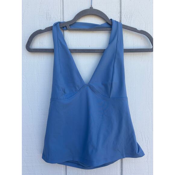 NWT Free People Intimately Still Here Halter Cami, Dusted Blue, Sz M - Picture 2 of 4